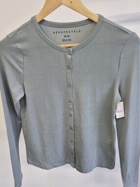 Aéropostale Light Sage Button-Up Cardigan